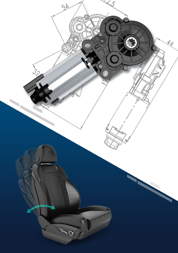 非標定制型帶蝸輪蝸桿齒輪箱的汽車電動座椅背靠角度調節直流電機